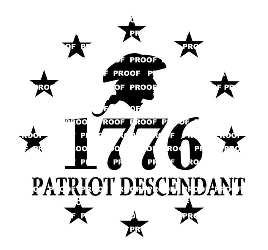 car decal 1776 Patriot Descendant DAR sticker proof