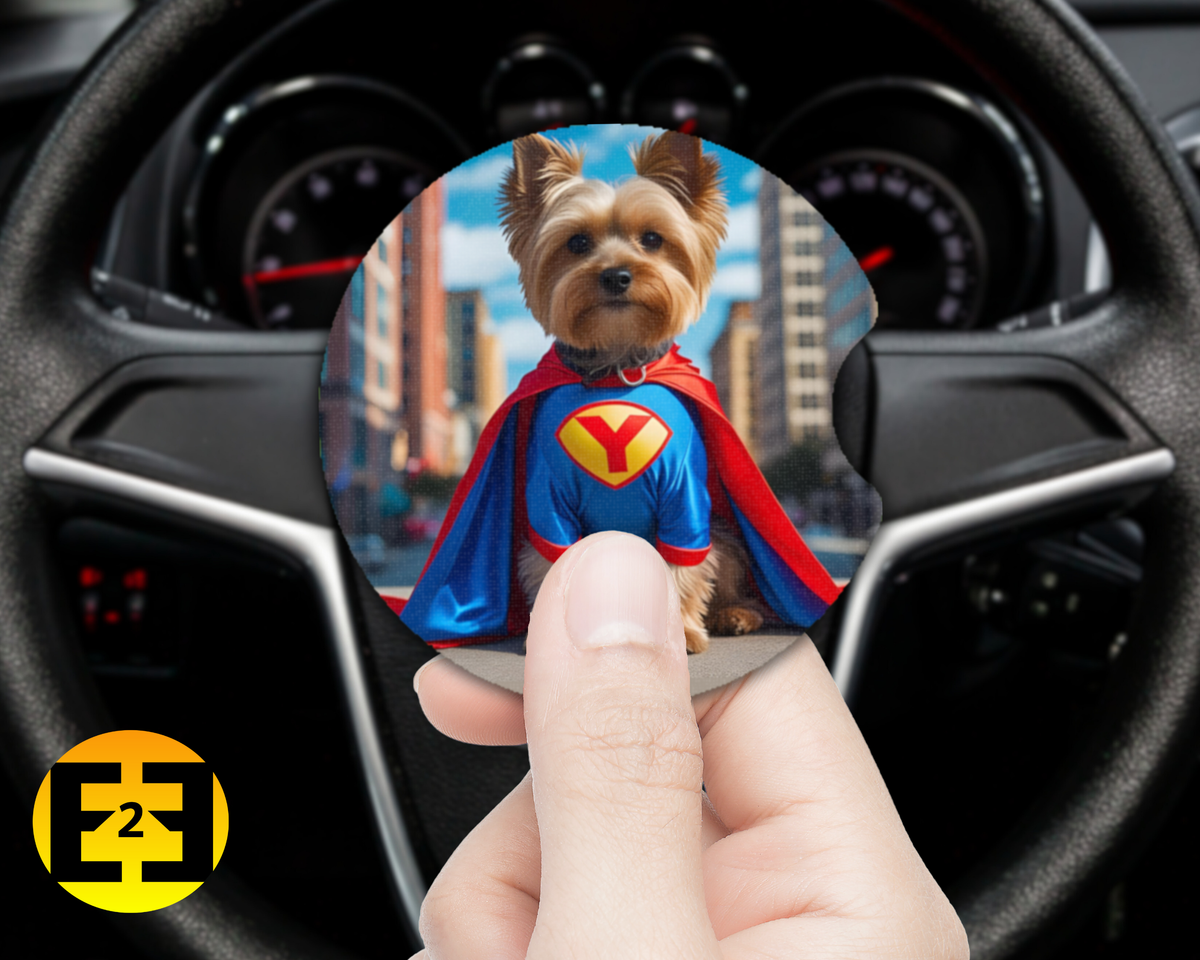 Yorkie Cosplay (Variety) - Car Coasters
