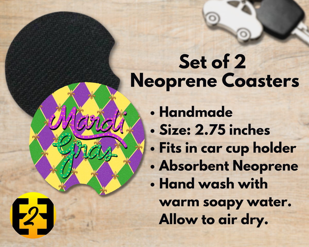 Mardi Gras Harlequin - Car Coasters