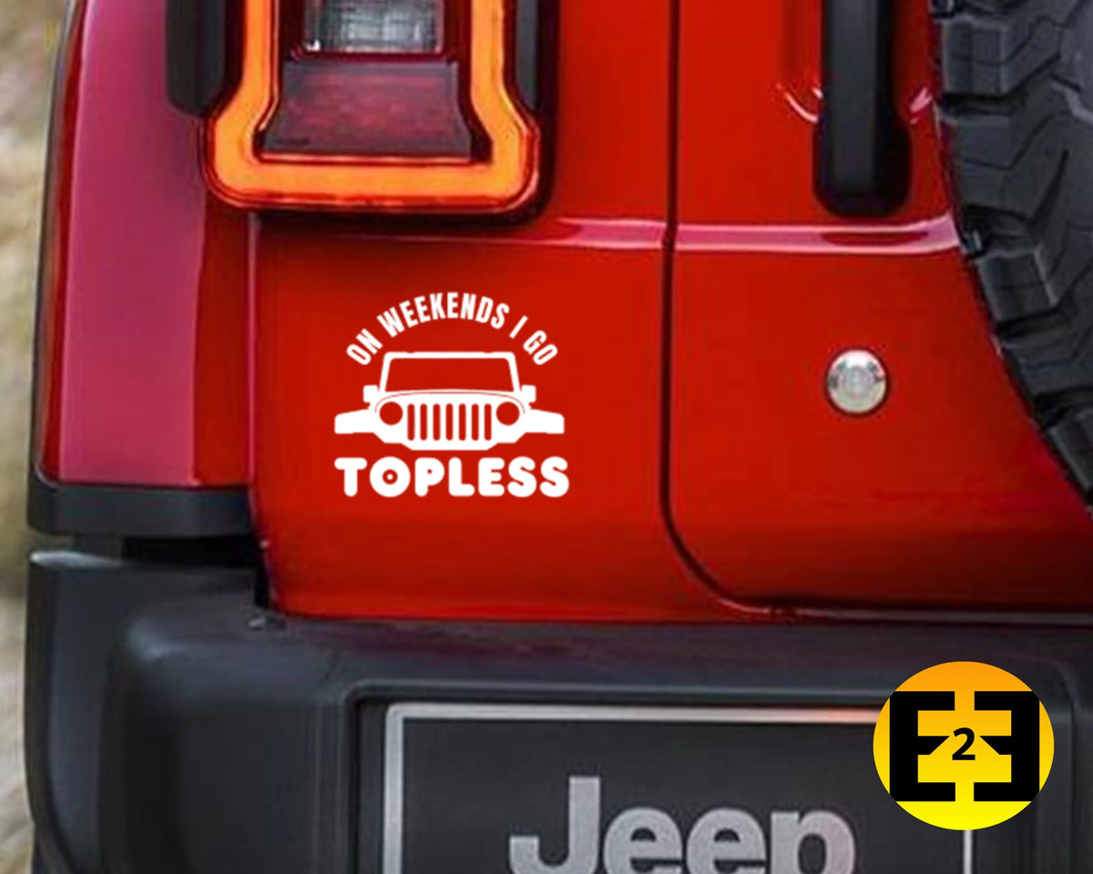 car decal Jeep weekend topless sticker white