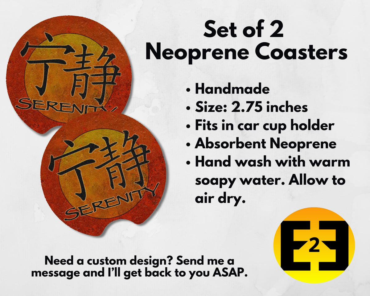 Serenity ship Firefly car coasters set of 2
