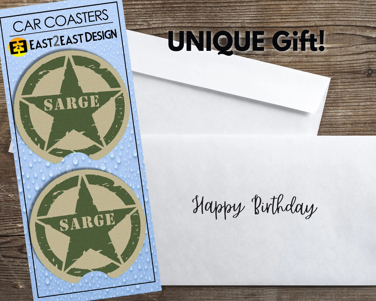 Sarge Army Military star car coasters unique gift