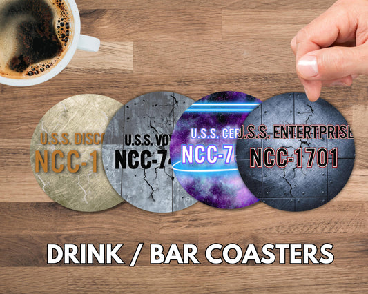 Star Trek Ships - Set of Four - Bar / Drink Coasters